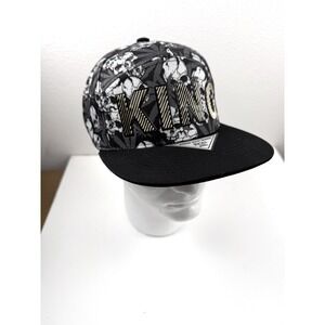 Zion Rootswear King Skull Cannabis Leaf Snapback Hat Black Gray Flat Brim Cap